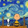 Starry Night Snoopy and Charlie Brown paint by numbers