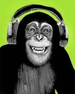 Chimpanzee With Headphones paint by numbers