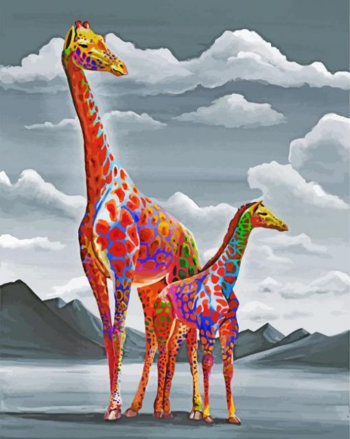 Colorful Giraffes paint by numbers