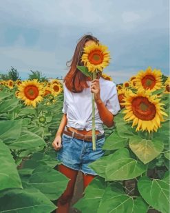 Girl And Sunflower paint by numbers