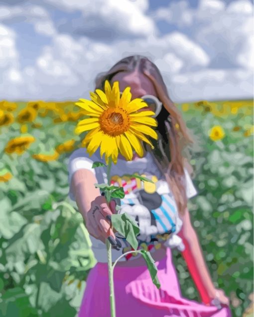 Woman And Sunflower paint by numbers