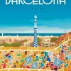 Barcelona Spain Travel Poster Paint by Numbers