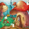 Cartoon Mushroom House Paint by numbers