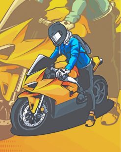 Illustration Motorcycle Driver paint by numbers