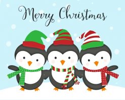 Merry Christmas Penguins paint by numbers