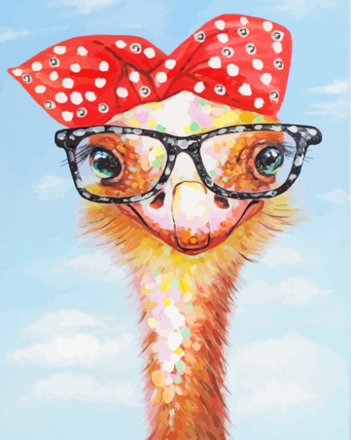 Ostrich With Glasses paint by numbers