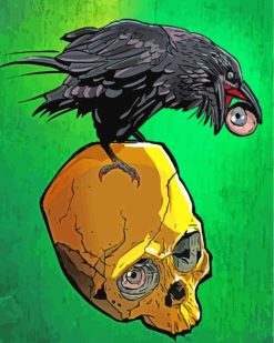 Raven On Skull paint by numbers