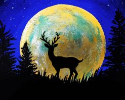 Stag Silhouette Moonlight Paint by numbers