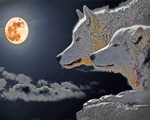 Wolves Moonlight paint by numbers