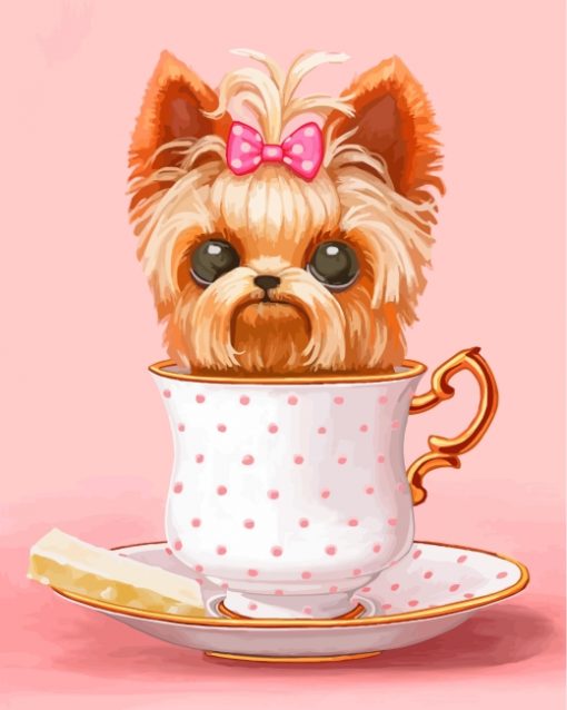 Yorkie In Cup paint by numbers