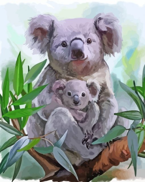 Koala Bear And Baby paint by numbers