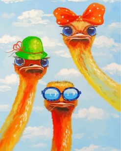 Ostriches Friends paint by numbers