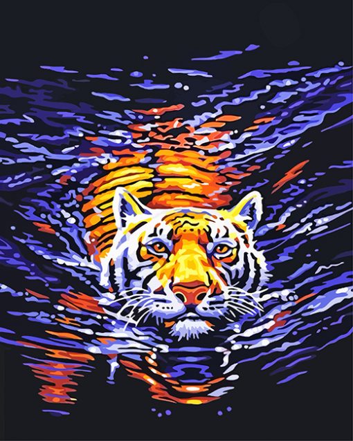 Tiger In The Water paint by numbers