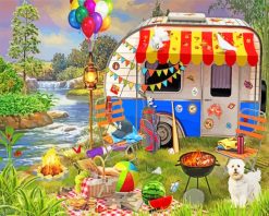 Forest Holiday Caravan paint by numbers