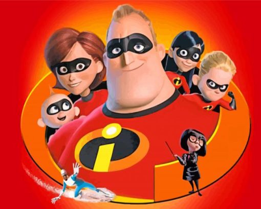 The Incredibles Animated Movie paint by numbers