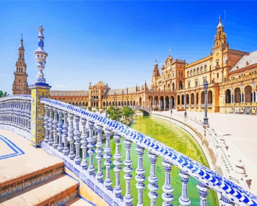 Plaza De Espana Seville paint by numbers