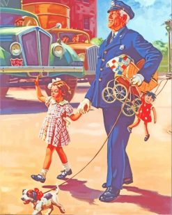 Policeman And Little Girl paint by numbers