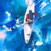 Abstract Man Kayaks paint by numbers