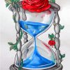 Aesthetic Hourglass With Water And Rose paint by numbers