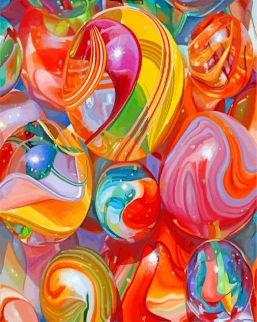 Aesthetic Colorful Marbles paint by numbers