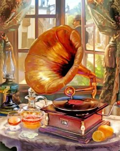 Aesthetic Vintage Gramophone paint by numbers