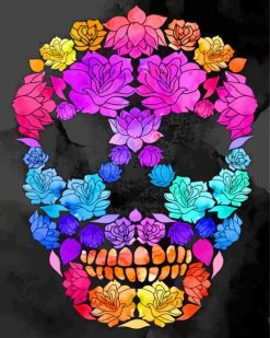 Floral Skull paint by numbers