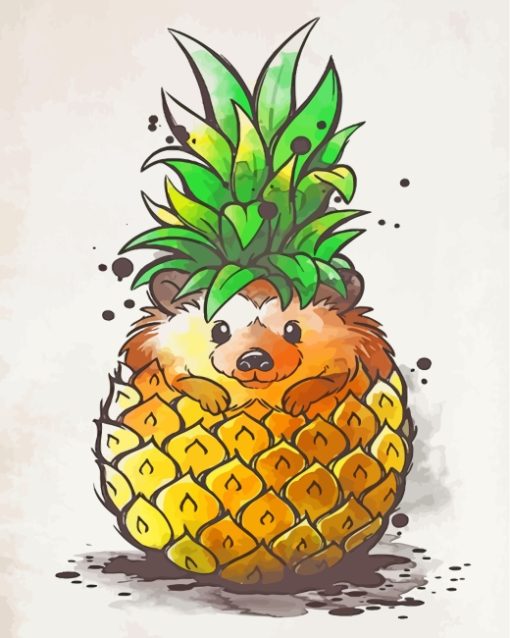 Hedgehog In A Pineapple Paint by numbers