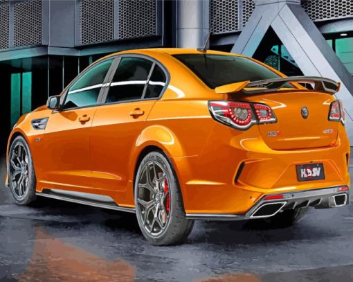 Orange Holden Car paint by numbers