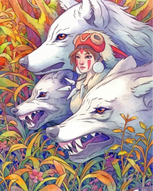 Princess Mononoke And Wolves paint by numbers