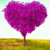 Purple Heart Shape Tree paint by numbers