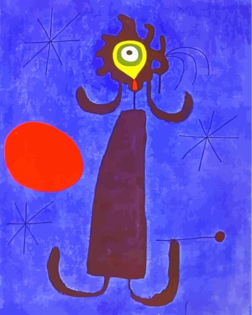 Woman In Front Of Sun Miro Art paint by numbers