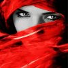 Arabic Woman Wearing Red Veil paint by numbers