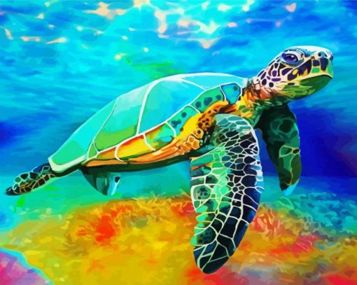 Colorful Sea Turtle paint by numbers