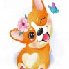 Corgi And Butterfly paint by numbers