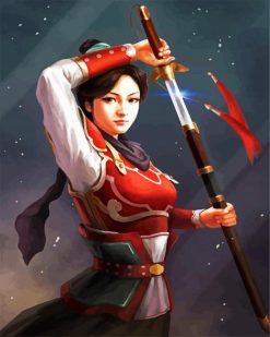 Asian Warrior Woman piant by numbers