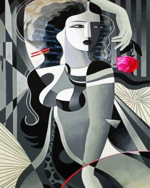 Monochrome Cubism Woman paint by numbers