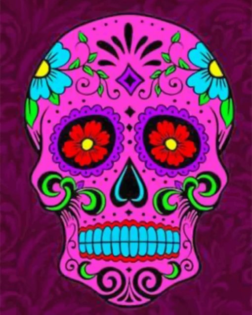 Aesthetic Folk Art Skull paint by number