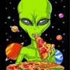 Alien Eating Pizza paint by numbers