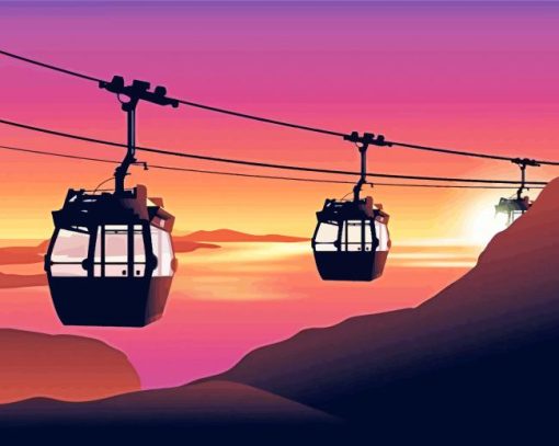 Cable Car At Sunset paint by number