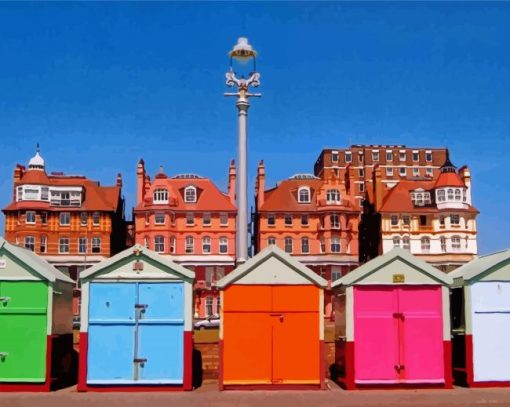 Hove Beach Huts paint by numbers