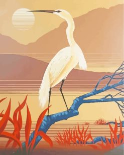 Illustration Egret Bird paint by number