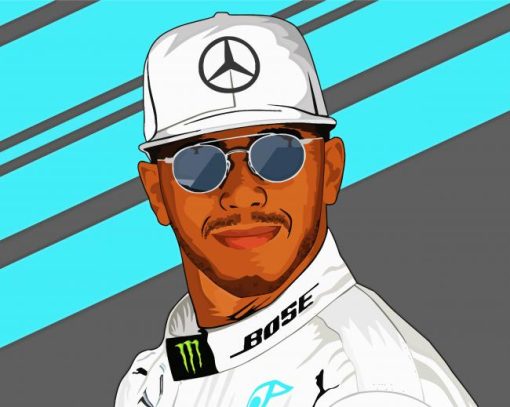 Illustration Lewis Hamilton paint by numbers