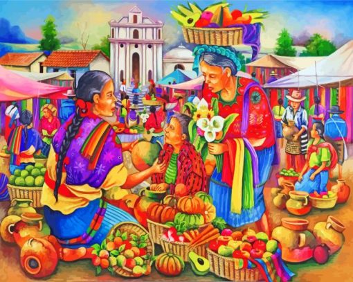 Market Scene Paint By Number