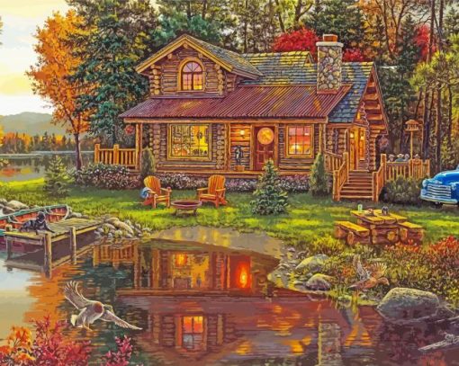 Peace River Cabin by Kim Norlien paint by numbers