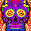 Purple Folk Art Skull paint by number