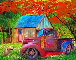 Rusty Truck In Farm paint by numbers