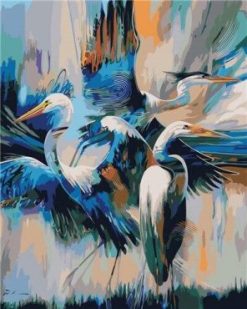 Abstract Cranes paint by numbers