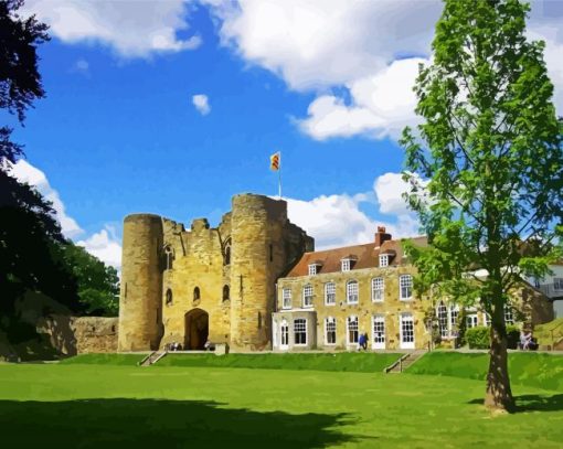 Tonbridge Castle From South East Kent Paint by numbers