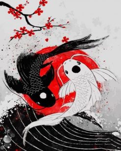 Yin Yang Koi Fishes paint by numbers