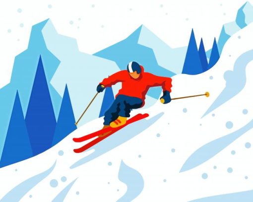 Illustration Skier paint by numbers